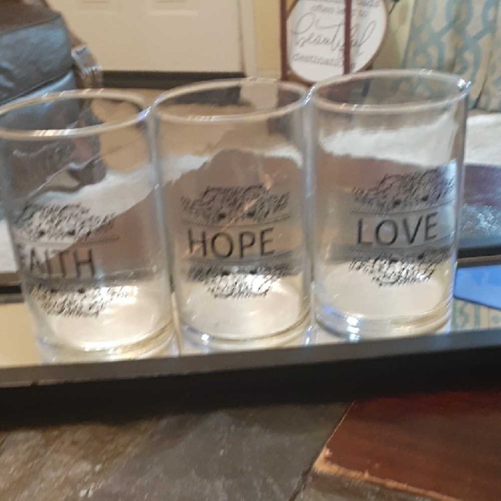Gray and Black Text Accented Candle Holders